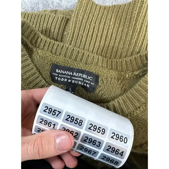 Banana Republic Todd Duncan Sweater Men Green Cable Knit Cashmere Pullover Large - Picture 8 of 8